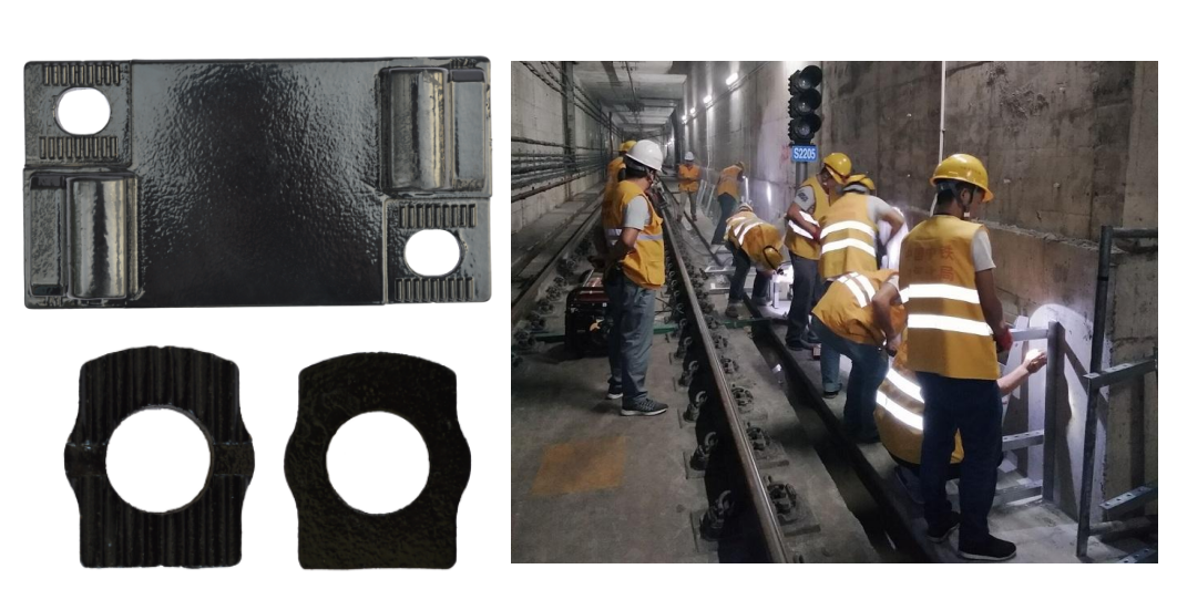 Cast-iron Tie plates and Gauge -Adjusting Gussets for Railway Rail Fastening System for Rail Transit Line 3